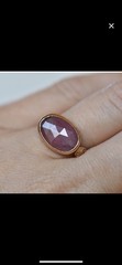 Yellow Gold and Silver Pink Sapphire Oval Faceted Bezel Setting Cocktail Ring