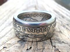 Handmade Morgan Silver Dollar Coin Ring – Mens Silver ring from coin- Sizes 8-14