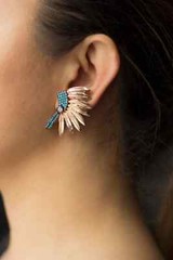 Feather Crown Earring / Big Chief Earring / 925 Silver / Single Left Side