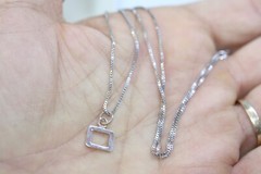 Real Sterling Choker Silver Link Pendant Necklace 40CM 16″ 1 MM Box Chain New