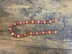 Unique Necklace Round Orange and Cut Cross Red beads Agate 16-18″