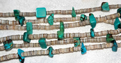 Southwestern Blue Turquoise Heishi 3 Strand Silver Necklace