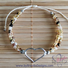 Handcrafted Beaded Adjustable Bracelet with Connector; handmade jewelry