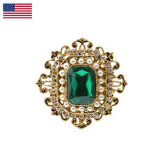 Dtja Antique Rhinestone Brooch Pin For Women Girls Gold Tone Vintage Baroque