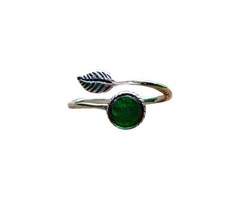 Recycled Vintage Green 1960’s Beer Bottle Sterling Silver Botanical Leaf Ring