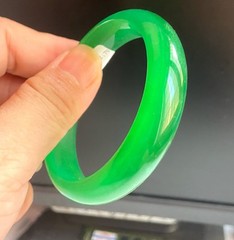 Certified 55mm Natural Grade A Icy Green Jade jadeite Bangle 2179