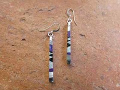 Sugilite Gemstone Opal Handcrafted Petite Bar Earrings Sterling Silver 925 W73