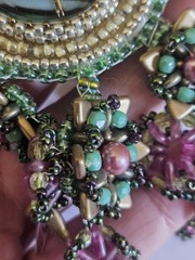 Artisan Handcrafted Glass Bead Dragonfly Floral Bib Necklace