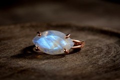 Moonstone Ring Anemone Marquise Cut Rose Gold Sterling Silver Jewelry