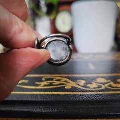 Vintage 90s Artisan Glass Ring Swirl Design Adjustable Rustic Boho Handmade