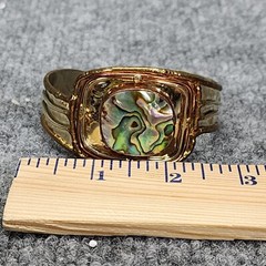 Beautiful Abalone Gemstone Copper Colored Handmade Bangle Cuff Made in India