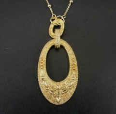 Necklace Gold Vermeil over Sterling Silver Long Pendant and Chain with Beads