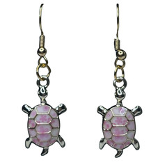Earrings: 1.75in Hand Assembled Pink Sea Turtle Dangle/ Drop