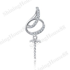 Solid 14k White Gold Real Diamond Pendant Pearl Cut 9mm Semi Mount Fine Jewelry