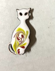 Enamel on Copper CAT pin- Yellow/Coral/White swirl color