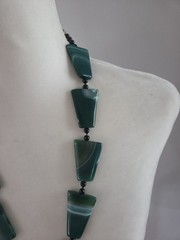 Vintage Hand Knotted Green Agate Onyx Statement Necklace Necklace