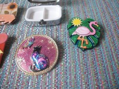 Lucinda Pins Hand Made Pill Box Flamingo Cat Butterfly