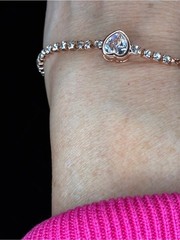 Rose Gold Heart Tennis Bracelet with Crystals