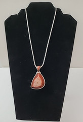Vintage Signed Sterling Silver Agate Druzy 2″ Pendant on 18″ Necklace Earthtones