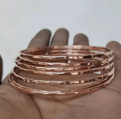 Set Of 7 Pc Pure Copper Bangles, Women Bracelet Bangle, Healing Bangles, Flat