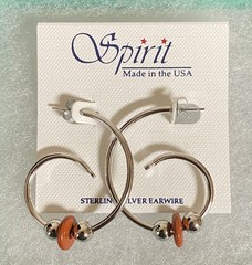 Spirit Artisan Design Sterling Silver Posts- Rhodium Plated- Red Agate Earrings