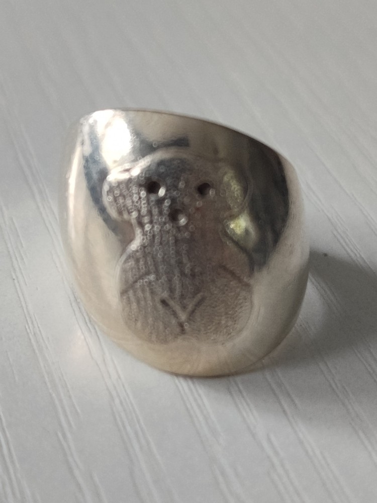 .925 Solid Silver Size 6 Bear Ring New