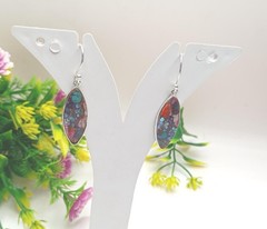 Handmade Pink Oyster Turquoise Sterling Silver Earrings Natural Gemstone Jewelry