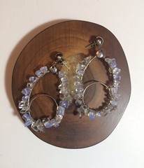 EARRINGS W/ NATURAL MOONSTONE *HANDMADE WIRE WRAPPED HOOP MOONSTONE EARRINGS