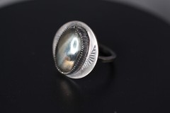 Pyrite Cabochon Gemstone .925 Sterling Silver Bezel ring 10.5 Fools Gold natural