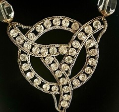Stunning Antique Edwardian Paste, Rhinestone Necklace & Earrings, Bridal, Gold