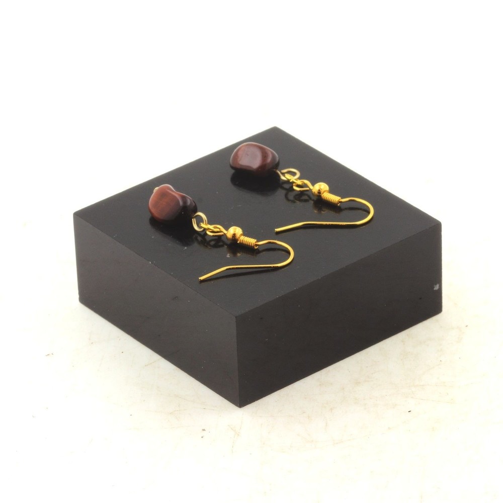 Red Tiger Eye Pearl Earrings Made in Steel from Brazil