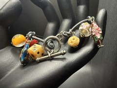 Artisan Charm Necklace Bracelet Set Millefiori Cinnabar Cloisonne Boho