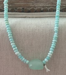 NWT Peruvian Opal Beads Stone Aqua Necklace 16/18″ South Africa $80 Beachy Boho