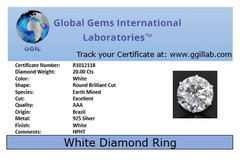 20Ct Certified White Diamond Solitaire Ring ! No Tariffs , Free Diamond Studs