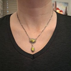 Southwestern Palomino Turquoise Y Drop Lariat Necklace 14-20in Sterling Silver