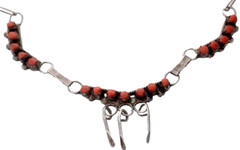Delicate Hand Made Sterling & Coral Necklace 15 1/2 Inches