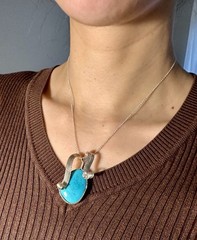 Handcrafted Natural Earth-Mined Turquoise Pendant set in Silver Filigree.