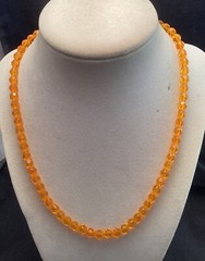 Sterling Silver 6mm Amber Color Czech Glass Beaded Necklace 18.5-19.5” (2B)