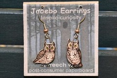 Jabebo Earrings Screech Owl Gray
