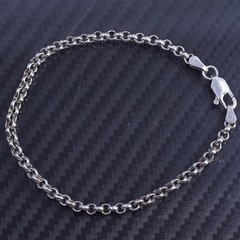 6.75” 3mm, vintage sterling silver 925 handmade circle chain bracelet