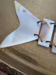 Vintage 1970’s Mother of Pearl Shell Segmented Fish Pendant 5” Coastal Boho MCM