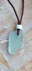 Sea Glass Puka Necklace Braid Beach Aloha Gift Fathers Day Friend Mimimalist