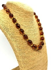 AMBER NECKLACE Gift LUXURY Baltic Amber Olive Beads Natural Ladies 30,6g 16445