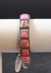 Jilzara Vintage Pink Square Wrap Bracelet Polymer Clay Beads Handmade B7