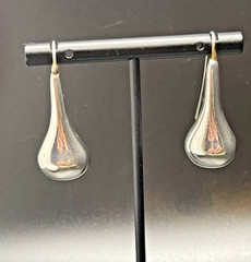925 Sterling Silver Puffer Teardrop Alpaca Pierced Earrings