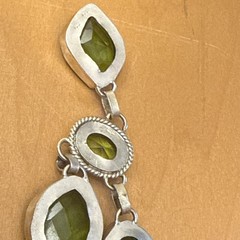 925 Sterling Silver Peridot Green Gemstone Handmade Jewelry Necklace 6 Stone