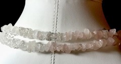 Pink Quartz Stone chip necklace, infinity style, measures 34 in length