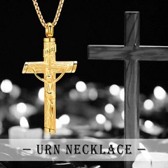 Crucifix Urn Necklace for Men Women Jesus Christ Crucifix Memorial Urn Pendants