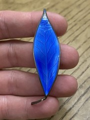 AS-IS! Vintage David Anderson D-A Norway Sterling Silver Blue Enamel Leaf Brooch