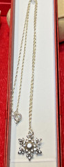 Vintage Sterling Silver .925 JDC Sparkling Snowflake 3/4″ Diameter Necklace 20″L